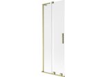 Mexen Velar L Paratia Per Vasca Da Bagno Scorrevole A 2 Ante 70 X 150 Cm, Brina, Oro Spazzolato - 896-070-003-31-55