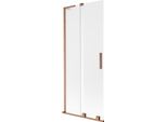 Mexen Velar L Paratia Per Vasca Da Bagno 2 Ante Scorrevoli 80 X 150 Cm, Brina, Rame Spazzolato - 896-080-003-31-65