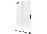 Mexen Velar L Paravento Per Vasca Da Bagno A 2 Ante Scorrevoli 110 X 150 Cm, Trasparente, Nero - 896-110-003-01-70
