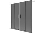 Mexen Velar Duo Paravento Da Vasca A 2 Ante Scorrevoli 160 X 150 Cm, Grafite, Gun Gray Spazzolato - 896-160-000-42-66