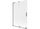 Mexen Velar L Paratia Per Vasca Scorrevole A 2 Ante 120 X 150 Cm, Ghiaccio, Grigio Canna Di Fucile Spazzolato