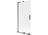 Mexen Velar L Paratia Da Vasca Da Bagno A 2 Ante Scorrevole 90 X 150 Cm, Smerigliato, Nero - 896-090-003-31-70