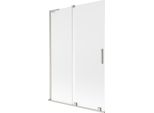 Mexen Velar L Paratia Per Vasca Da Bagno A 2 Ante Scorrevoli 120 X 150 Cm, Brina, Nichel Spazzolato - 896-120-003-31-97