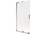 Mexen Velar L Paravento Vasca Da Bagno 2 Ante Scorrevoli 100 X 150 Cm, Brina, Oro Rosa - 896-100-003-31-60