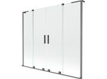 Mexen Velar L Duo Paratia Da Vasca Da Bagno A 2 Ante Scorrevoli 170 X 150 Cm, Trasparente, Grigio Canna Di Fucile Spazzolato