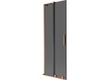 Mexen Velar L Paratia Da Vasca 2-Ante Scorrevole 75 X 150 Cm, Grafite, Rame Spazzolato - 896-075-003-41-65