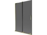 Mexen Velar L Paravento Per Vasca Da Bagno A 2 Ante Scorrevoli 120 X 150 Cm, Grafite, Oro - 896-120-003-41-50