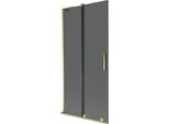 Mexen Velar L Paravento Per Vasca Da Bagno A 2 Ante Scorrevoli 95 X 150 Cm, Grafite, Oro - 896-095-003-41-50