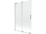 Mexen Velar L Paratia Bagno A 2 Ante Scorrevole 120 X 150 Cm, Trasparente, Nichel Spazzolato - 896-120-003-01-97
