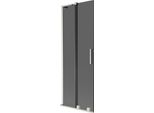 Mexen Velar L Paratia Vasca Da Bagno Scorrevole A 2 Ante 75 X 150 Cm, Grafite, Nichel Spazzolato - 896-075-003-41-97