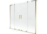 Mexen Velar L Duo Paravento Da Vasca A 2 Ante Scorrevoli 180 X 150 Cm, Trasparente, Dorato - 896-180-003-02-50