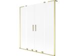 Mexen Velar L Duo Paratia Per Vasca Da Bagno 2 Ante Scorrevole 150 X 150 Cm, Opaco, Dorato Spazzolato - 896-150-003-32-55