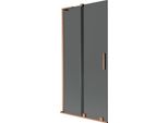 Mexen Velar L Paratia Da Vasca Da Bagno Scorrevole A 2 Ante 95 X 150 Cm, Grafite, Rame Spazzolato - 896-095-003-41-65
