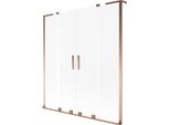 Mexen Velar L Duo Paratia Da Vasca Da Bagno A 2 Ante Scorrevoli 140 X 150 Cm, Brina, Oro Rosa - 896-140-003-32-60