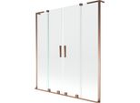 Mexen Velar L Duo Paratia Da Vasca Da Bagno A 2 Ante Scorrevoli 140 X 150 Cm, Trasparente, Oro Rosa - 896-140-003-02-60