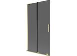 Mexen Velar L Paratia Per Vasca Da Bagno A 2 Ante Scorrevole 100 X 150 Cm, Grafite, Oro Spazzolato - 896-100-003-41-55