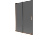 Mexen Velar L Paratia Per Vasca Da Bagno A 2 Ante Scorrevoli 120 X 150 Cm, Grafite, Oro Rosa - 896-120-003-41-60
