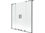 Mexen Velar L Duo Paratia Vasca Da Bagno A 2 Ante Scorrevoli 140 X 150 Cm, Trasparente, Gun Metal - 896-140-003-02-95