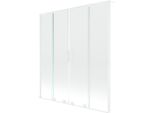 Mexen Velar L Duo Parete Per Vasca Da Bagno 2-Ante Scorrevole 150 X 150 Cm, Trasparente, Bianco - 896-150-003-02-20