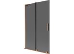 Mexen Velar L Parete Doccia A Vasca 2 Ante Scorrevoli 110 X 150 Cm, Grafite, Rame Spazzolato - 896-110-003-41-65