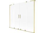 Mexen Velar L Duo Paratia Da Vasca Da Bagno A 2 Ante Scorrevoli 170 X 150 Cm, Opaco, Oro Spazzolato - 896-170-003-32-55