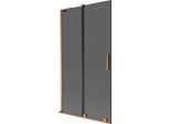 Mexen Velar L Paratia Per Vasca Da Bagno A 2 Ante Scorrevoli 100 X 150 Cm, Grafite, Rame Spazzolato - 896-100-003-41-65