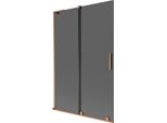 Mexen Velar L Paratia Per Vasca Da Bagno A 2 Ante Scorrevoli 120 X 150 Cm, Grafite, Rame Spazzolato - 896-120-003-41-65