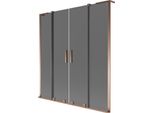 Mexen Velar L Duo Parete Per Vasca Da Bagno A 2 Ante Scorrevoli 160 X 150 Cm, Grafite, Oro Rosa - 896-160-003-42-60