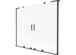 Mexen Velar L Duo Paravento Da Bagno A 2 Ante Scorrevoli 180 X 150 Cm, Smerigliato, Nero - 896-180-003-32-70