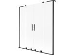 Mexen Velar L Duo Paratia Per Vasca Da Bagno 2 Ante Scorrevoli 150 X 150 Cm, Satinato, Nero - 896-150-003-32-70