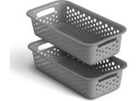 2 Pezzi Cestino Portaoggetti 0,7L Con Manici - Senza Bpa - Organizzatore ( 20 X 10 X 5 Cm / Antracite ) - Cestino Per Bagno Cucina Camera Da Letto, Cestino Per La Casa