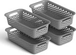 4 Pezzi Cestino 0,7L Con Manici - Senza Bpa - Organizzatore ( 20 X 10 X 5 Cm / Antracite ) - Cestino Per Bagno Cucina Camera Da Letto, Cestino Per La Casa