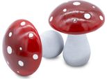 1.05 Sgabello In Ceramica Con Tetto Smaltato - Set Di 2 / Circa 13 X 12 Cm Ciascuno - Fungo Decorativo (Piccolo / Set Di 2)