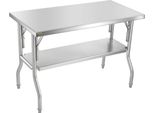 Tavolo Da Lavoro Per Cucina - Tavolo Da Lavoro Gastronomico 1220 X 610 X 850 Mm - Tavolo Di Preparazione A 2 Strati In Acciaio Inox.