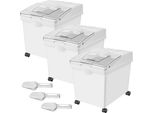 Set Di Contenitori Per Farina E Riso - Capacità 25 Kg - Confezione Da 3 Contenitori Per La Cucina - Dimensioni: 35,5 X 50 X 45 Cm - Contenitori Bianchi - Ideali Per Cereali E Prodotti Secchi - 14 X 19,7 X 17,7 Pollici
