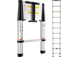 Sm® - Scala Telescopica Da 3,2 M, Scala Pieghevole Antiscivolo, Scala A Gradini 48X9,5X76,5 Cm, Retrazione Con Un Solo Pulsante, Scala Multiuso In Lega Di Alluminio, Portata 170 Kg - Ideale Per Riparazioni Domestiche, Decorazioni, Pittura Delle Pareti.