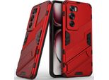 Custodia Per Oppo Reno12 Pro Custodia Protettiva Ibrida In Pc Tpu Antiurto Con Funzione Stand Rosso