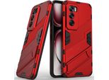 Custodia Per Oppo Reno12 Custodia Protettiva Ibrida In Pc Tpu Antiurto Con Funzione Stand Rosso