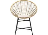 Sedia In Metallo E Rattan Con Cuscino Bianco Boho-Chic Panama