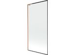 Mexen Next L Paratia Per Vasca Da Bagno A 1 Anta 90 X 150 Cm, Cornice Nera, Rame Spazzolato - 895-090-000-03-70-65