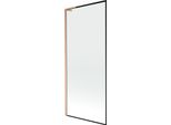 Mexen Next L Paravento Per Vasca 1-Anta 80 X 150 Cm, Cornice Nera, Rame Spazzolato - 895-080-000-03-70-65
