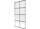 Mexen Next L Paravento Da Vasca 1-Anta 90 X 150 Cm, Griglia Nera, Dorato - 895-090-000-03-77-50