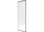 Mexen Next Paratia Vasca Da Bagno 1 Anta 60 X 150 Cm, Cornice Nera, Oro Spazzolato - 895-060-000-00-70-55