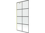 Mexen Next Paravento Per Vasca Da Bagno A 1 Anta 90 X 150 Cm, Griglia Nera, Oro Spazzolato - 895-090-000-00-77-55