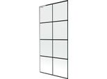 Mexen Next L Paratia Per Vasca Da Bagno A 1 Anta 90 X 150 Cm, Griglia Nera, Nichel Spazzolato - 895-090-000-03-77-97