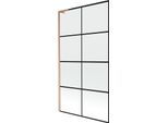 Mexen Next L Paratia Vasca Da Bagno A 1 Anta 100 X 150 Cm, Griglia Nera, Rame Spazzolato - 895-100-000-03-77-65