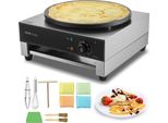 VEVOR elektrischer Crepemaker Crepe-Maschine 1700 W flache Crepe-Grillplatte 40 cm, antihaftbeschichteter fannkuchenherd aus Edelstahl, runder Cerealien-Pfannkuchenherd, Temperaturregelung
