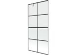 Mexen Next Divisorio Per Vasca 1-Anta 90 X 150 Cm, Griglia Nera, Nichel Spazzolato - 895-090-000-00-77-97