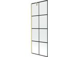 Mexen Next Paravento Doccia Ad Anta Singola 70 X 150 Cm, Griglia Nera, Oro Spazzolato - 895-070-000-00-77-55