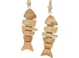 Pesci Marini Decorativi In Legno Natur 16X2X5 Cm Set Da 2, 2 Pezzi